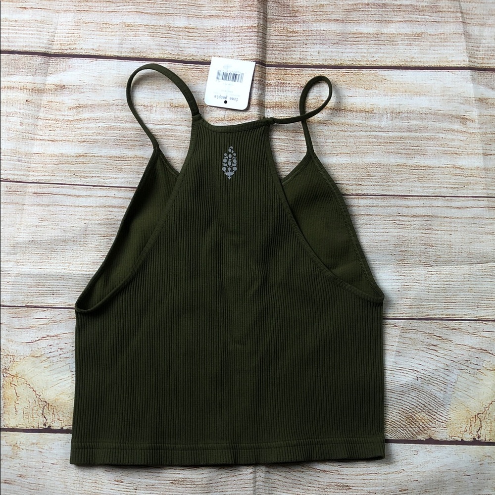 Free People Forest Green Ribbed Crop Top - Picture 4 of 5